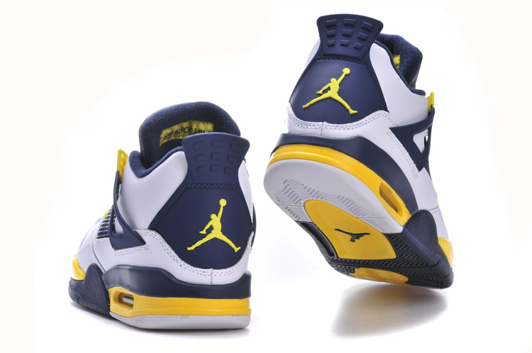 Air Jordan 4 Men Shoes White/ Yellow/Steelblue Online
